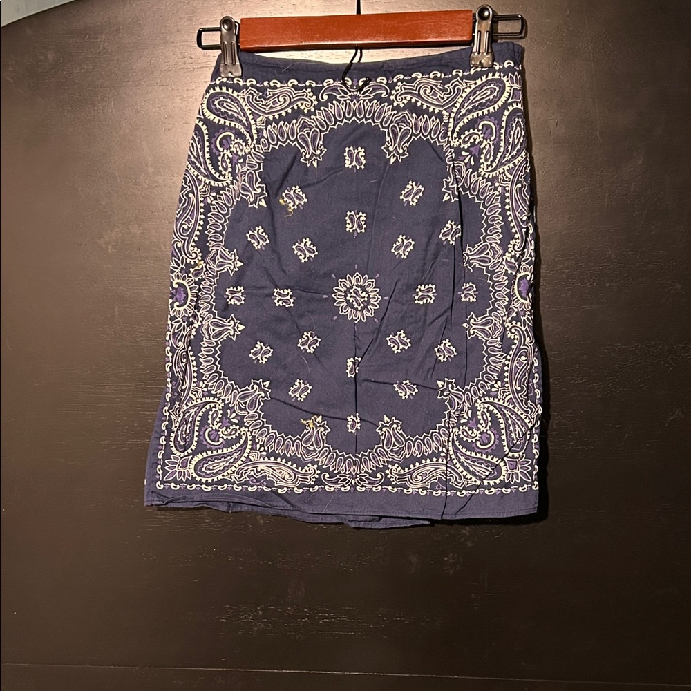 Ultra Pink Navy Blue Bandana Print Skirt - Picture 4 of 4